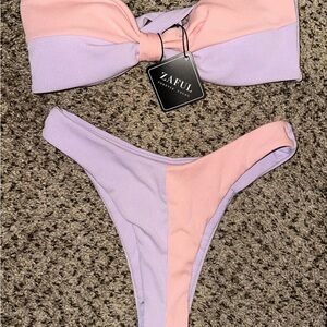 Zaful Two-Tone Bikini in Pink and Lavender